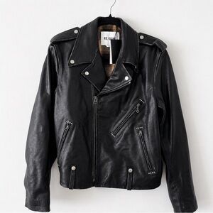 RE/DONE Black Leather Classic Moto Jacket
